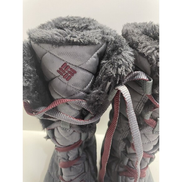 Columbia Minx Girls Y 4 Gray Waterproof Insulated Quilted Fleece Boot Winter - Picture 3 of 12